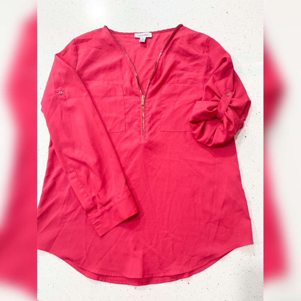 Calvin Klein Magenta Zip Blouse